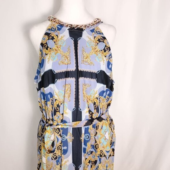 Bold Elements Cut to Curve Halter Maxi Sundress Multicolor Print Size XL - Picture 13 of 14